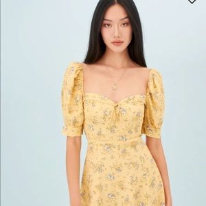 Reformation Yellow Floral Mini Dress